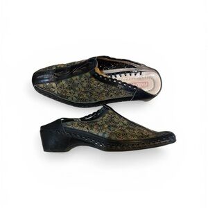 PIKOLINOS Floral Leather Mules Sz40 Bohemian